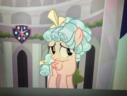 Size: 4032x3024 | Tagged: safe, screencap, cozy glow, pegasus, pony, marks for effort, bow, cropped, female, filly, hair bow, sad, solo, tail bow