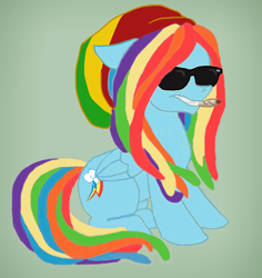 Size: 650x688 | Tagged: safe, rainbow dash, pegasus, pony, dreadlocks, drugs, rasta, sunglasses