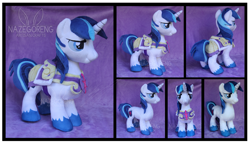 Size: 3039x1753 | Tagged: safe, artist:nazegoreng, shining armor, pony, unicorn, irl, photo, plushie, solo