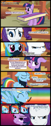 Size: 1500x3664 | Tagged: safe, artist:foxy-noxy, derpibooru import, rainbow dash, rarity, twilight sparkle, pegasus, pony, unicorn, book, comic, costume, marshmallow, nightmare noon, ninja, squee