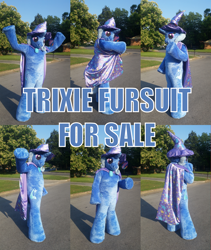 Size: 3586x4250 | Tagged: safe, artist:judhudson, derpibooru import, trixie, human, pony, unicorn, cape, clothes, cosplay, costume, female, for sale, fursuit, hat, irl, irl human, mare, photo, trixie's cape, trixie's hat