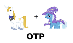 Size: 1337x796 | Tagged: safe, derpibooru import, prince blueblood, trixie, pony, bluetrix, female, male, meme, needs more jpeg, otp, shipping, shipping domino, straight