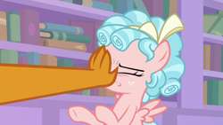 Size: 1280x720 | Tagged: safe, screencap, cozy glow, smolder, pegasus, pony, what lies beneath, cozybuse, female, filly, ouch, push, shove, talk to the hand