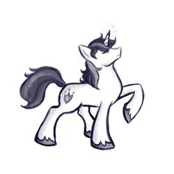 Size: 500x500 | Tagged: safe, artist:trickybandit, shining armor, pony, unicorn, horn, male, monochrome, solo, stallion, white coat