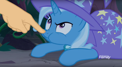 Size: 1676x932 | Tagged: safe, derpibooru import, edit, edited screencap, screencap, trixie, pony, student counsel, boop, boop edit, cute, diatrixes, finger, hand