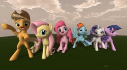 Size: 1920x1058 | Tagged: safe, artist:kiki-foxkitty, derpibooru import, applejack, fluttershy, pinkie pie, rainbow dash, rarity, twilight sparkle, earth pony, pegasus, pony, unicorn, 3d, mesh, second life