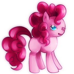 Size: 400x400 | Tagged: safe, artist:peach-momoko, pinkie pie, earth pony, pony, female, mare, pink coat, pink mane, simple background, solo, transparent background