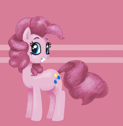 Size: 692x712 | Tagged: dead source, safe, artist:conphettey, pinkie pie, earth pony, pony, abstract background, female, mare, pixel art, smiling, solo