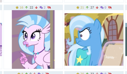 Size: 535x313 | Tagged: safe, derpibooru import, screencap, silverstream, trixie, classical hippogriff, hippogriff, student counsel, angry, confused, cropped, derpibooru, faic, female, i have several questions, juxtaposition, magic, meta, open mouth, pointing, raised finger, reaction image, shrunken pupils, solo, speechless, surprised, wide eyes