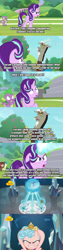 Size: 1280x5040 | Tagged: safe, edit, edited screencap, screencap, cozy glow, discord, sandbar, spike, starlight glimmer, yona, draconequus, dragon, pegasus, pony, unicorn, a matter of principals, school raze, comic, female, filly, foal, irony, male, mare, screencap comic, winged spike