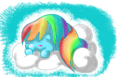 Size: 640x400 | Tagged: safe, artist:josiepika, rainbow dash, pegasus, pony, blob, cute, sleeping