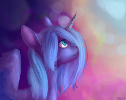 Size: 1300x1037 | Tagged: safe, artist:sashamarkova, princess luna, alicorn, pony, looking up, s1 luna, solo