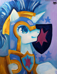 Size: 690x900 | Tagged: safe, artist:madblackie, shining armor, pony, unicorn, portrait, solo, traditional art