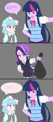 Size: 1069x2433 | Tagged: safe, artist:fantasygerard2000, cozy glow, starlight glimmer, twilight sparkle, equestria girls, marks for effort, beanie, burn, clothes, comic, dialogue, equestria girls-ified, hat, pure concentrated unfiltered evil of the utmost potency, reference, sailor mouth, spongebob squarepants, trash, trash bag