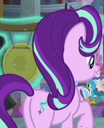 Size: 518x637 | Tagged: safe, screencap, cozy glow, gallus, silverstream, starlight glimmer, pegasus, pony, a matter of principals, cropped, glimmer glutes, plot