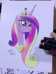 Size: 768x1024 | Tagged: safe, artist:tonyfleecs, princess cadance, alicorn, pony, female, horn, solo, traditional art