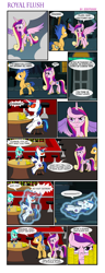 Size: 1000x2598 | Tagged: safe, artist:icesticker, flash sentry, princess cadance, shining armor, alicorn, pony, unicorn, bar, bits, comic, magic, poker, sunglasses