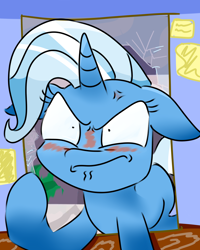 Size: 4000x5000 | Tagged: artist needed, source needed, safe, derpibooru import, trixie, pony, unicorn, student counsel, angry, cross-popping veins, floppy ears, scene interpretation, solo