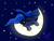 Size: 1280x962 | Tagged: safe, artist:gift, princess luna, alicorn, pony, crescent moon, eyes closed, filly, moon, night, sleeping, solo, stars, tangible heavenly object, woona