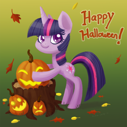 Size: 1500x1500 | Tagged: safe, artist:adailey, derpibooru import, twilight sparkle, food, halloween, jack-o-lantern, pumpkin