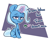 Size: 1722x1373 | Tagged: safe, artist:lou, derpibooru import, trixie, pony, unicorn, student counsel, aweeg*, brutal honesty, eating, female, food, glowing horn, horn, lidded eyes, magic, mare, sitting, solo, spoon, telekinesis, unamused