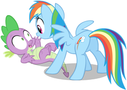 Size: 4594x3264 | Tagged: safe, artist:zelc-face, rainbow dash, spike, dragon, pegasus, pony, female, male, rainbowspike, shipping, simple background, straight, transparent background, vector