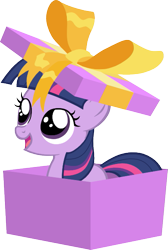 Size: 427x636 | Tagged: dead source, safe, artist:elppajack, derpibooru import, twilight sparkle, pony, box, cute, female, filly, filly twilight sparkle, pony in a box, present, simple background, solo, transparent background