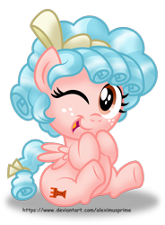 Size: 1600x2173 | Tagged: safe, artist:aleximusprime, cozy glow, pegasus, pony, marks for effort, cozybetes, cute, female, filly, freckles, one eye closed, open mouth, simple background, sitting, solo, transparent background, underhoof