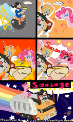 Size: 800x1333 | Tagged: safe, artist:oreosoxfox, pinkie pie, earth pony, pony, crossover, hot dog, not salmon, space, transformers, wat, wreck-gar