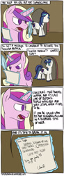 Size: 1000x2704 | Tagged: safe, artist:timsplosion, princess cadance, shining armor, alicorn, pony, unicorn, comic:shining armor is a goddamn moron, comic, female, grammar error, implied twilight sparkle, letter, magic, magic aura, male, mare, no pupils, shining armor is a goddamn moron, speech bubble, stallion, telekinesis