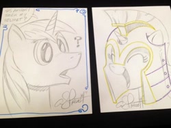 Size: 600x449 | Tagged: safe, artist:andypriceart, princess cadance, shining armor, alicorn, pony, unicorn, accessory swap, traditional art