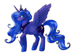 Size: 1024x757 | Tagged: safe, artist:zaphy1415926, princess luna, alicorn, pony, female, horn, mare, simple background, solo, white background