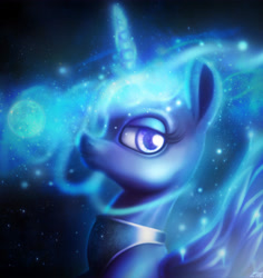 Size: 5000x5304 | Tagged: safe, artist:lmgchikess, princess luna, alicorn, pony, absurd resolution, glowing mane, moon, solo, space