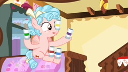 Size: 1920x1080 | Tagged: safe, screencap, cozy glow, pegasus, pony, marks for effort, season 8, spoiler:s08, balancing, bow, cozybetes, cute, female, filly, flying, foal, hair bow, ponies balancing stuff on their nose, ringlets, tail bow, tongue out