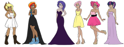 Size: 1800x690 | Tagged: safe, artist:jadeariel, derpibooru import, applejack, fluttershy, pinkie pie, rainbow dash, rarity, twilight sparkle, boots, clothes, dress, high heels, humanized, mane six, shoes