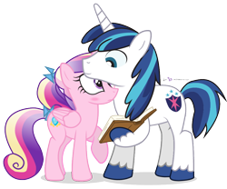 Size: 900x750 | Tagged: safe, artist:dm29, princess cadance, shining armor, alicorn, pony, unicorn, blushing, book, duo, embarrassed, nuzzling, raised hoof, simple background, smiling, transparent background, younger