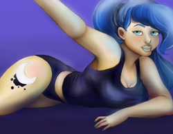 Size: 1485x1156 | Tagged: safe, artist:sage2434, princess luna, human, armpits, breasts, female, humanized, looking at you, nail polish, princess balloona, solo