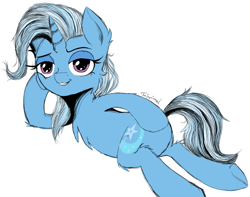 Size: 1269x1000 | Tagged: safe, artist:fajnyziomal, derpibooru import, trixie, pony, unicorn, road to friendship, butt touch, draw me like one of your french girls, female, hoof on butt, scene interpretation, solo