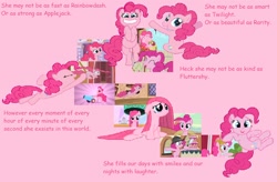 Size: 1160x762 | Tagged: safe, pinkie pie, earth pony, pony, female, mare, pink coat, pink mane, solo, text