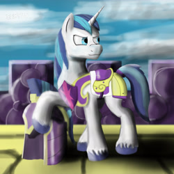 Size: 5000x5000 | Tagged: safe, artist:cjvselinmortal, shining armor, pony, unicorn, absurd resolution, armor, cloud, cloudy