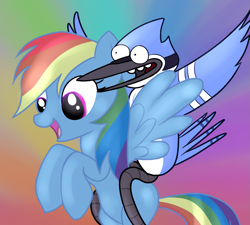 Size: 1171x1052 | Tagged: artist needed, source needed, safe, rainbow dash, pegasus, pony, crossover, regular show