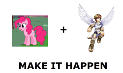 Size: 1281x764 | Tagged: safe, pinkie pie, earth pony, pony, exploitable meme, kid icarus, kid icarus: uprising, make it happen, meta, pit (kid icarus)