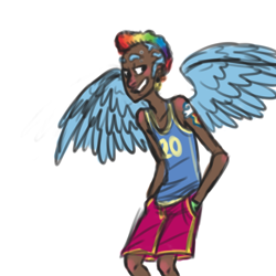 Size: 700x700 | Tagged: safe, artist:glynn, rainbow blitz, rainbow dash, humanized, rule 63, winged humanization