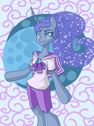 Size: 1024x1365 | Tagged: safe, artist:annaiszoom, princess luna, anthro, arm hooves, sailor uniform, solo