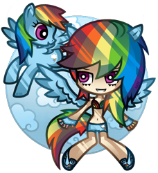 Size: 722x790 | Tagged: safe, artist:nekozneko, rainbow dash, pony, eared humanization, human ponidox, humanized, tailed humanization, winged humanization