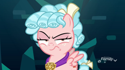 Size: 1920x1080 | Tagged: safe, screencap, cozy glow, pegasus, pony, school raze, bow, cozy glow is best facemaker, cozy glow is not amused, cozybetes, cute, discovery family logo, female, filly, foal, freckles, hair bow, halloween, holiday, solo, tail bow, unamused