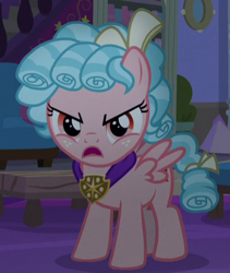 Size: 372x441 | Tagged: safe, screencap, cozy glow, pegasus, pony, school raze, angry, cozy glow is not amused, cropped, female, filly, foal, solo