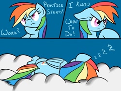 Size: 1000x750 | Tagged: safe, artist:firebrandkun, rainbow dash, pegasus, pony, comic, sleeping, zzz