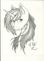 Size: 5100x7014 | Tagged: safe, artist:therazor659, gleaming shield, shining armor, pony, unicorn, absurd resolution, ear fluff, looking at you, monochrome, rule 63, solo, traditional art