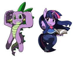 Size: 1315x1075 | Tagged: safe, artist:ss2sonic, derpibooru import, spike, twilight sparkle, anthro, unguligrade anthro, chibi